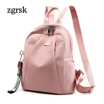 

Ladies usb backpack Hot student Zipper Solid Nylon None Pink Business backpacks for teenage girls mochila notebook bookbags