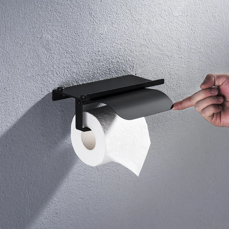 Dérouleur papier toilette Koros acier noir GoodHome