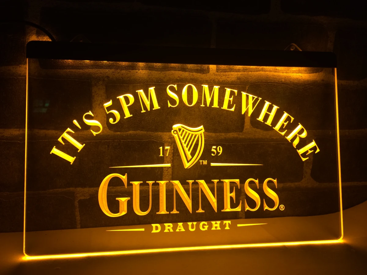 LA091 Guinness It's 5 pm где то светодиодный неоновый светильник|home decor|crafts lightingcraft decoration |