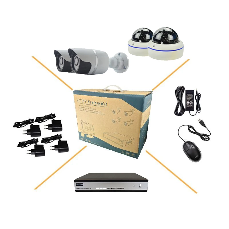 4CH HD AHD720P outdoor IR night vision surveillance camera Indoor Dome 4CH AHD DVR CCTV Set Wholesale Security & Protection