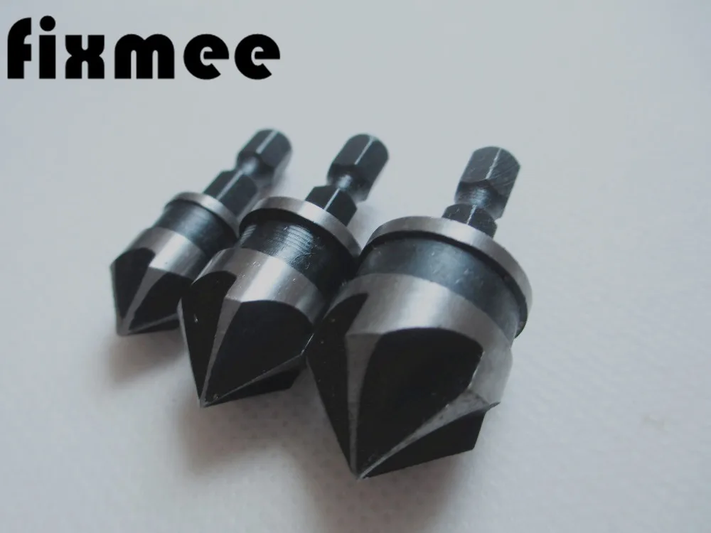 Fixmee 3 шт шестигранным хвостовиком 5 Флейта 90 Dgree черный оксид сверла зенкер