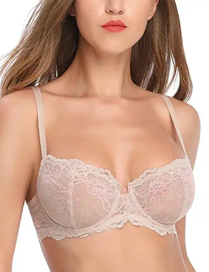 Lace Push Up Bra Lightly Padded Demi Plunge Bra – WingsLove