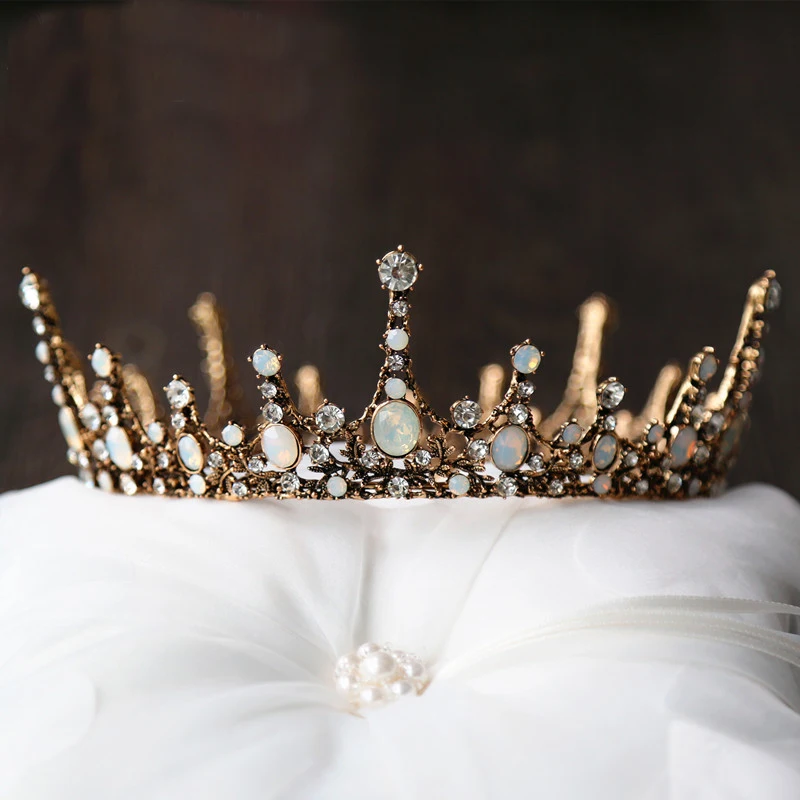 Свадебная тиара, корона в стиле барокко, винтажные свадебные аксессуары для волос, ювелирные изделия из сплава, диадемы, Королевская корона, круглые свадебные волосы