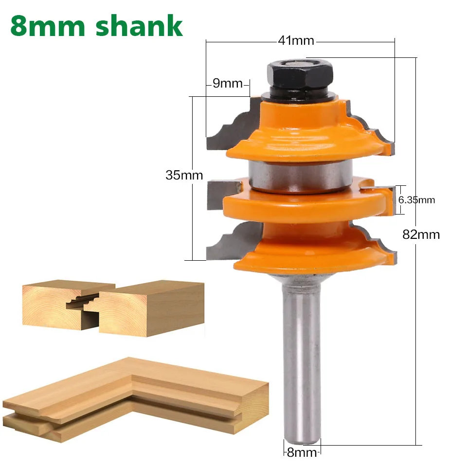 

1 pcs 8mm" Shank Rail & Stile Router Bit Ogee Stacked Wood Cutting Tool woodworking router bits