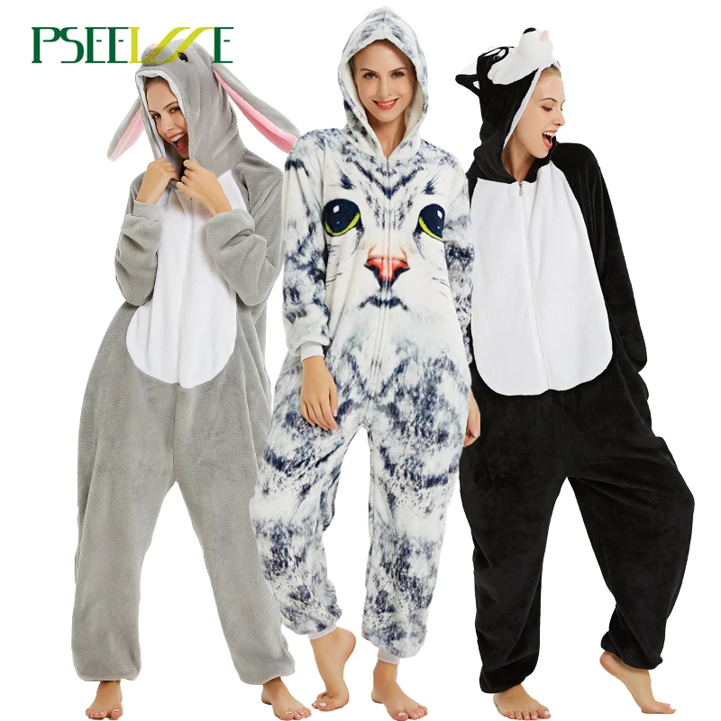 Кигуруми Единорог пижамы onesie для женщин Стич зимняя Фланелевая Пижама для взрослых Единорог пижамы в целом пара пижамы унисекс