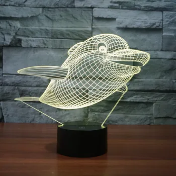 

USB Charged Dolphin Shape Night Light Lamp 3D LED Variable Light Source Lantern Colorful Flash Atmosphere Lighting As Gift