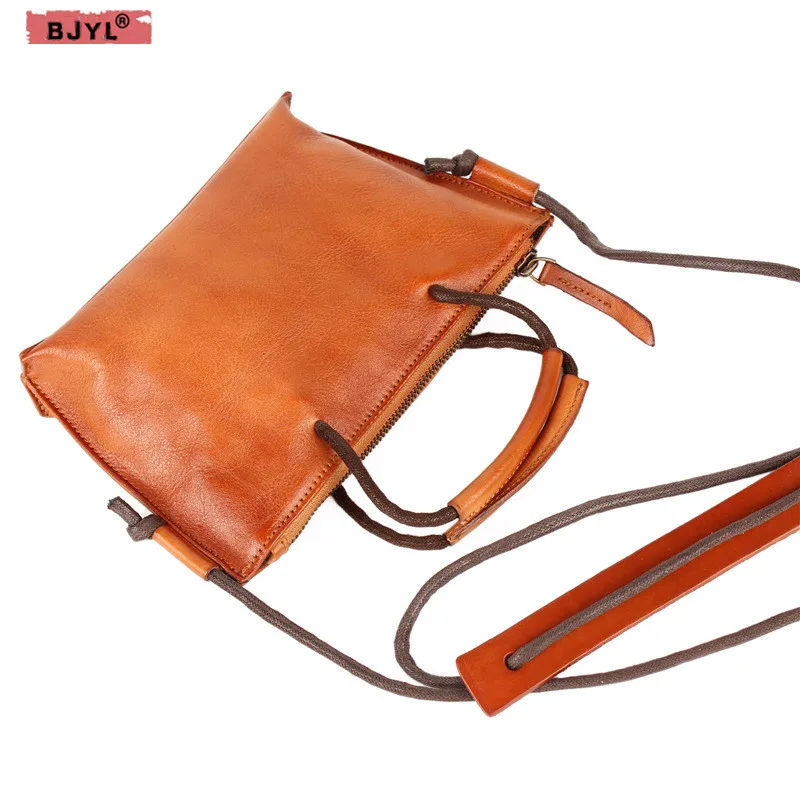 

BJYL 2018 new Women handbag retro casual genuine leather female shoulder bags first layer leather mini messenger bag