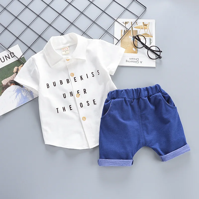 

Retail Children's Clothing Letter Pattern T-shirt & Shorts Boy's Set Summer Baby Boy 2 Pieces Sets Kids Clothes