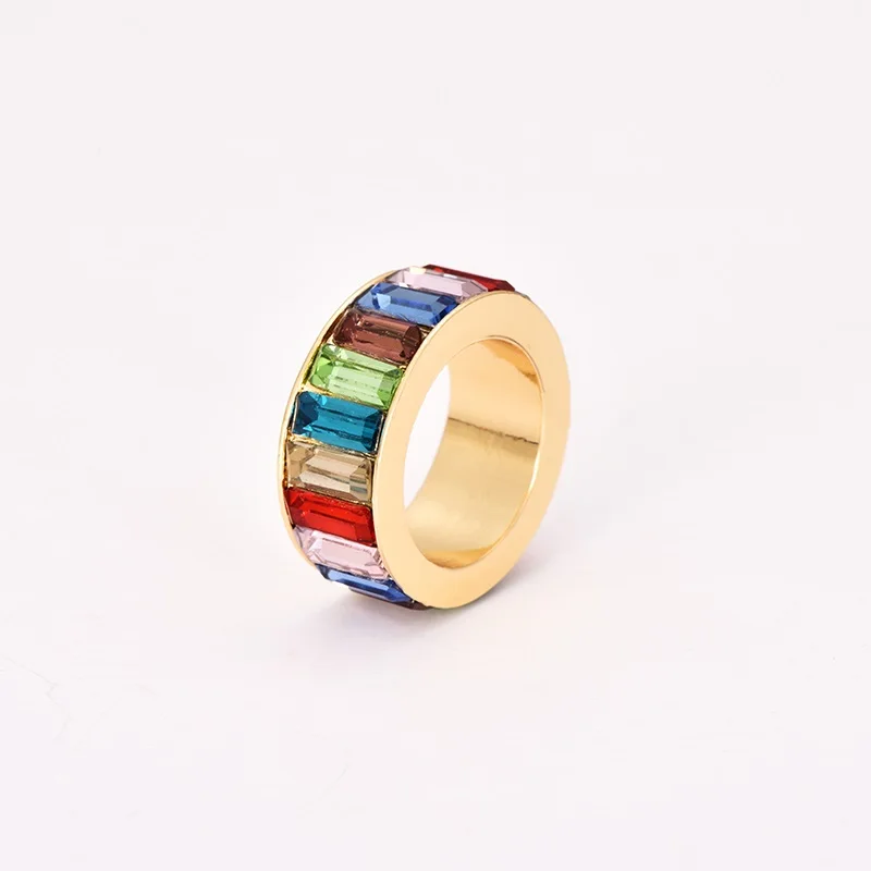 

2019 New rainbow Wedding Color Crystal Rings for Women Bohemian Shiny Engagement Gifts Cute Anniversary Party Promise Rings