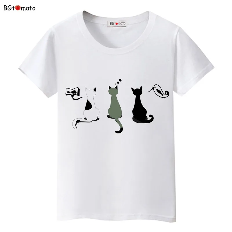 BGtomato lovely pets black cats cartoon t shirts woman's super fashion new shirts Brand good quality soft casual tops BGtomato lovely pets black cats cartoon t shirts woman's super fashion new shirts Brand good quality soft casual tops