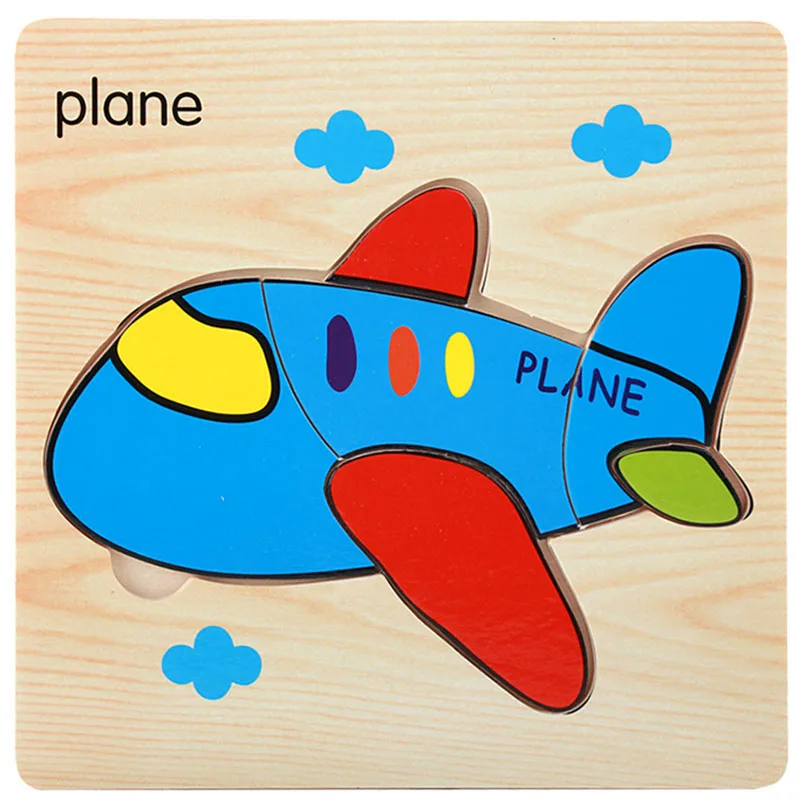 1Pcs Cartoon Wooden Animal and Transportation 3d Puzzle Jigsaw Wooden Toys For Intelligence Kids Baby Early Educational Toy 34