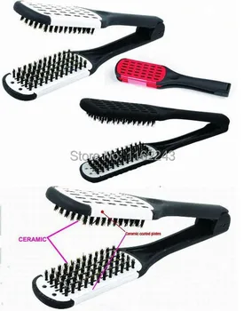 

New Straightening Ceramic Hair Brush, V Hair Brush Comb with Boar Bristle, Hair Straightening Brush Y-12