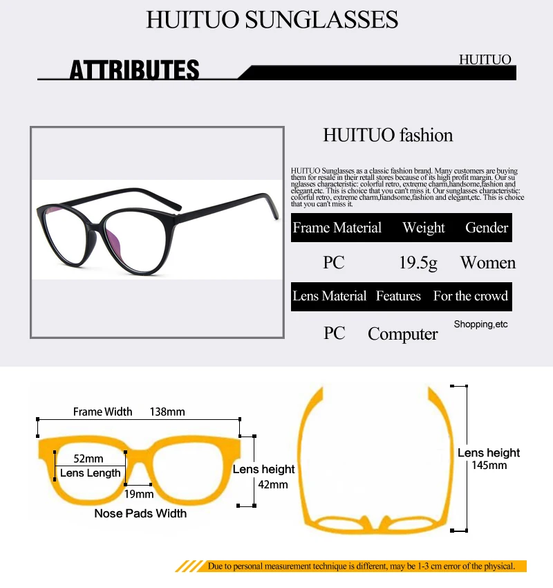HUITUO, модные круглые очки кошачий глаз, очки для чтения, прозрачные очки, оправа для женщин, прозрачные компьютерные очки