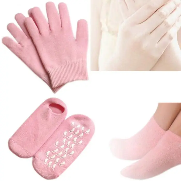 Hot 1 Pair Silicone Socks Glove Exfoliating Treatment Smooth Hand Mask Feet Skin Care SPA Gel Moisturizing Whitening Gloves SJ66