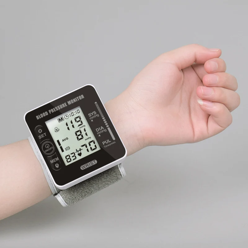 Wrist Blood Pressure Heart Monitor Tensiometer BP Pulse Rate Meter Tonometer LCD Digital Household Automatic Sphygmomanometer-3