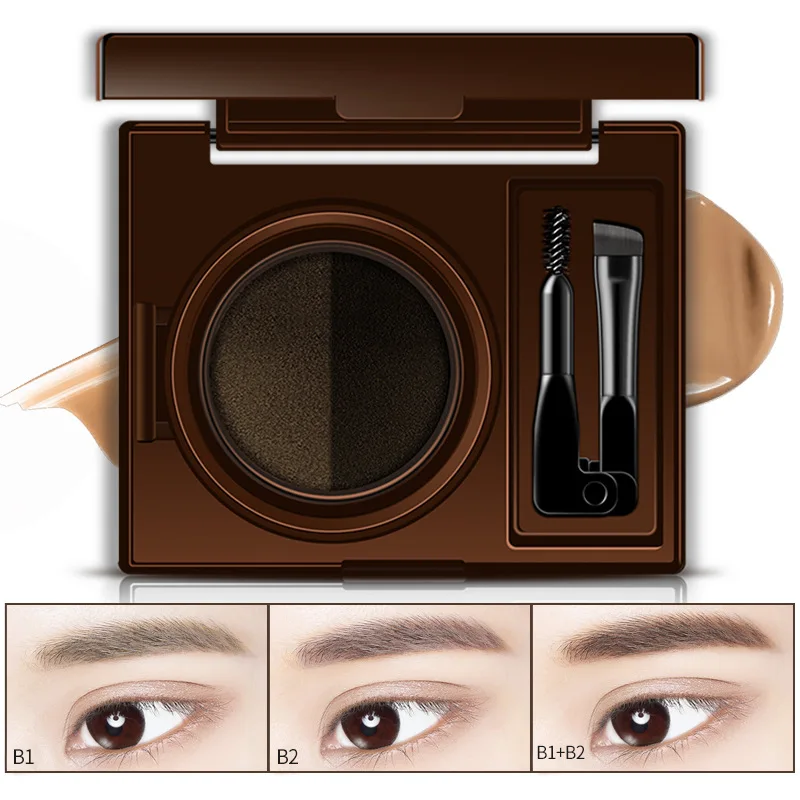Rorec Natural Eye Brow Make Up Women Double-Color Waterproof Long Lasting Air Cushion Eyebrow Cream Enhancers Cosmetics