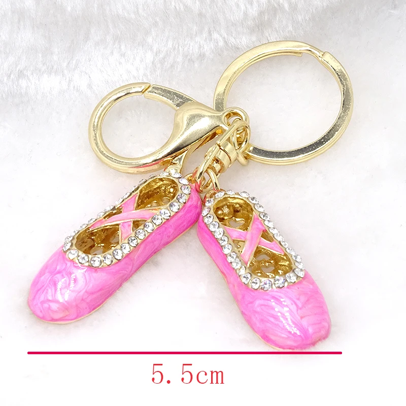 Модный брелок для балетных туфель брелок для ключей розовый жемчуг краска сплав трехмерные стразы брелок для ключей для автомобиля женская подвеска для сумки