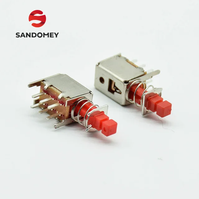 10pcs Right Angle PCB Latching Push Button Switch DPDT Double Pole 6