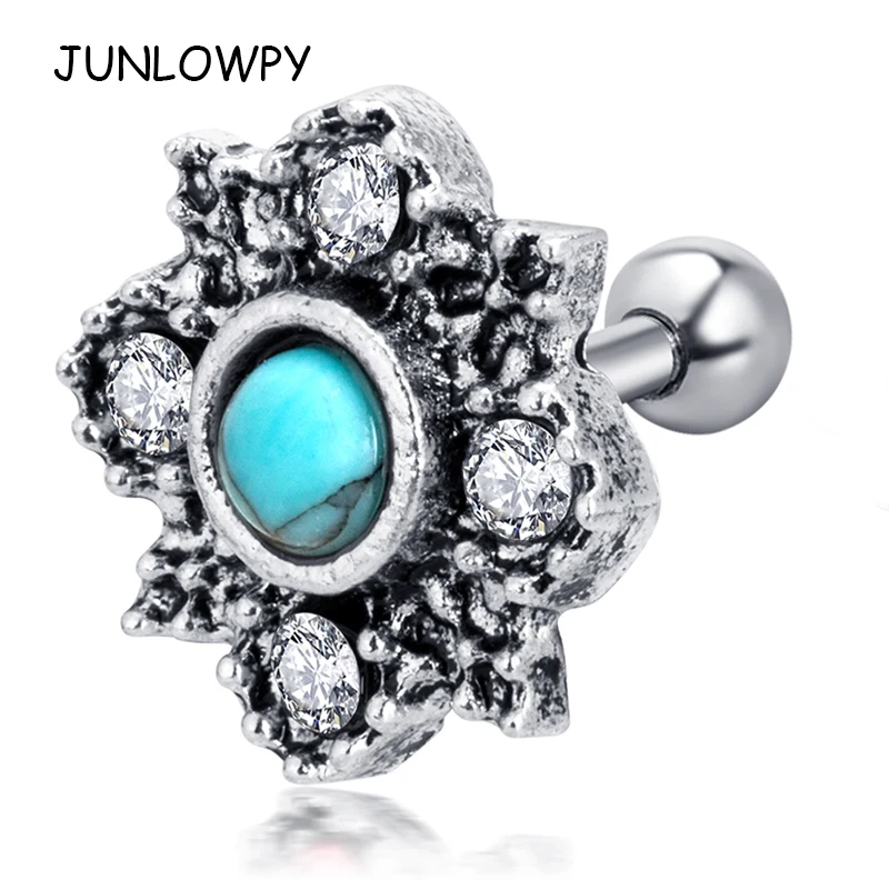 

JUNLOWPY Gold Silver Surgical Stainless Steel Stud Earring Body Jewelry Arrow Shape Ear Tragus Piercing Fake Taper For Men