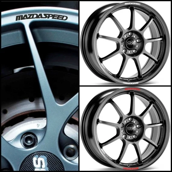 

For x8 Mazda MAZDASPEED Rims Alloy Wheel Decals Stickers Curved Graphics Kit - Miata Mps RX-7 RX-8 2 3 6 Mx5 Speed