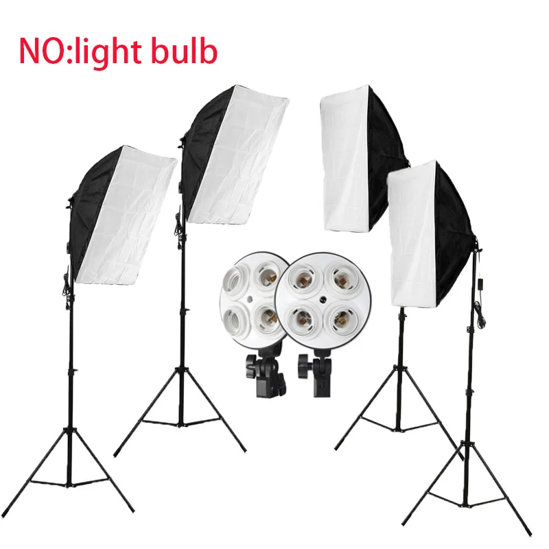 Deventer фотостудия 320W 16 COB светодиодный фотографический светильник ing Kit 4 комплекта софтбокса и 4 комплекта светильник-подставка для камеры аксессуары для фото - Цвет: Черный