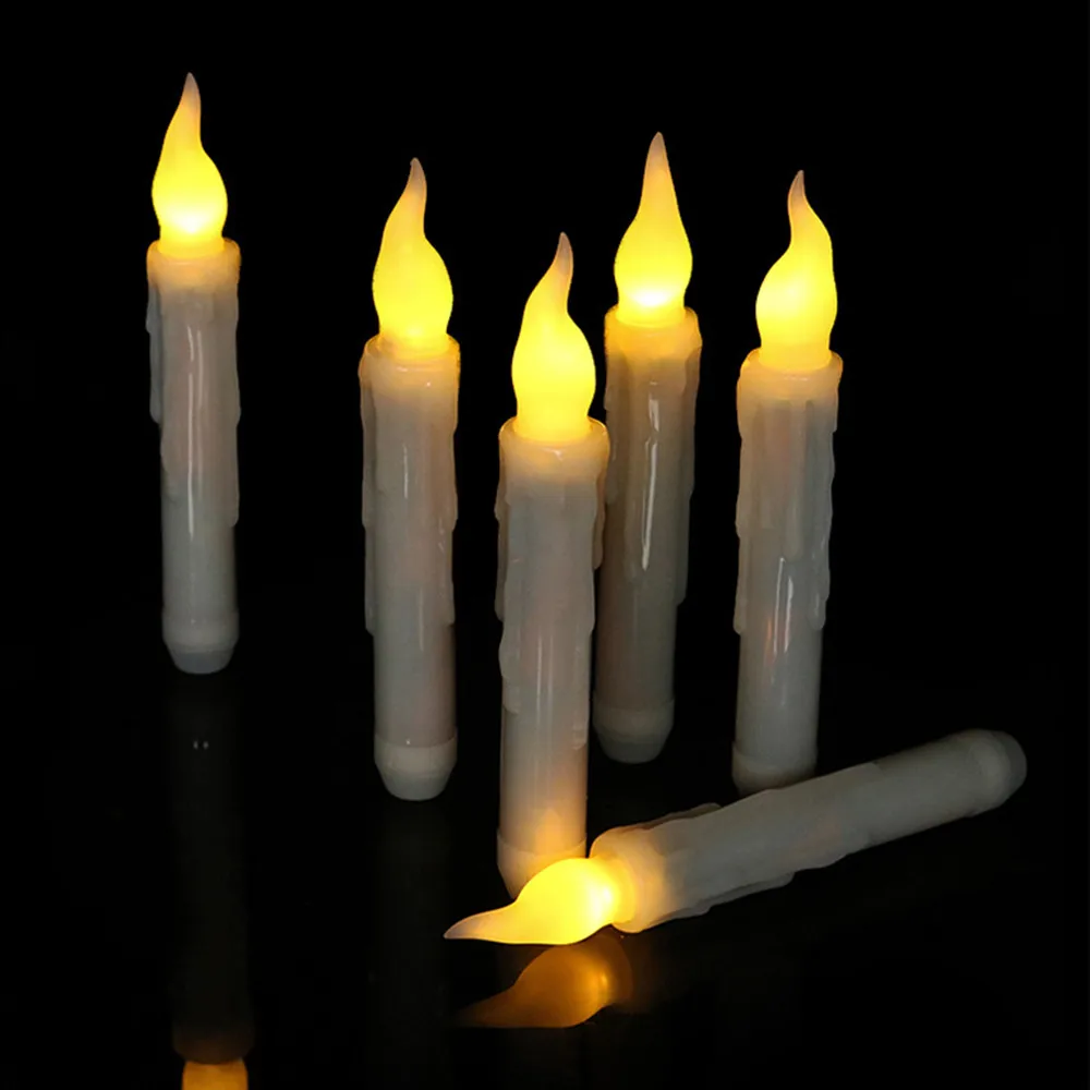 6 шт. светодиодный светильник-свеча с дистанционным управлением для дома, свадьбы, рабочего стола, украшение на батарейках, беспламенный светодиодный конус, свечи, светильник s