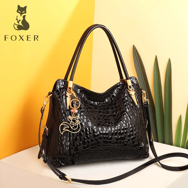 

FOXER Brand Women Genuine Leather Handbags Solid Message bags For Female Hign Quality Handbags Lady Bags