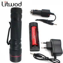 Litwod Z20G58 LED Flashlight Torch XML T6 3800LM Aluminum Waterproof Zoom 5 modes 18650 Rechargeable Battery car charger