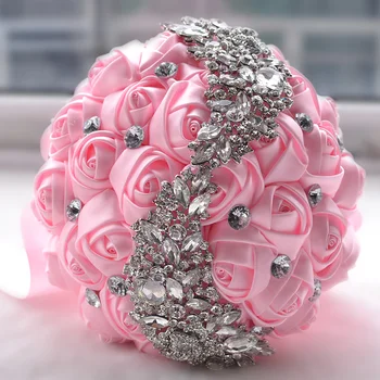 

Bride Holding Flowers Romantic Bridesmaid Wedding Bride Holding Bouquet Crystal Sparkle Valentine's Day Bouquet
