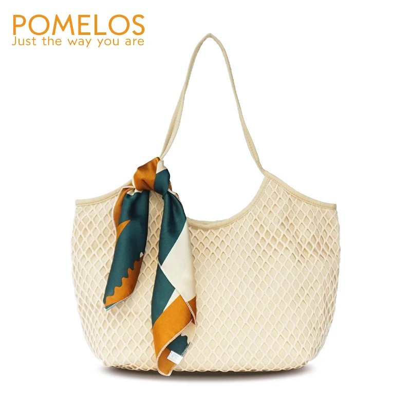 

POMELOS Women Handbags Luxury Designer 2019 New Arrivals Summer Beach Bags Women High Quality Canvas Hollow Out Shoulder Bag