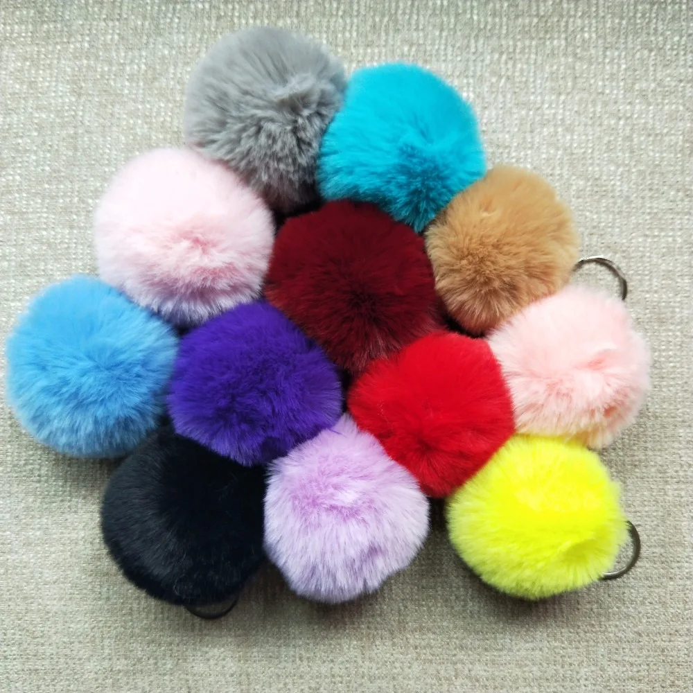8 cm Faux Rabbit Fur Ball llavero De piel Pom Llaveros Portachiavi Fluffy llavero Porte Clef pompón De