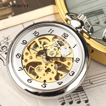 Aliexpress - Silver Hand Winding Full Steel Pocket Watches Fashion Unique Skeleton Transparent Mechanical Pocket Watch Fob Chain