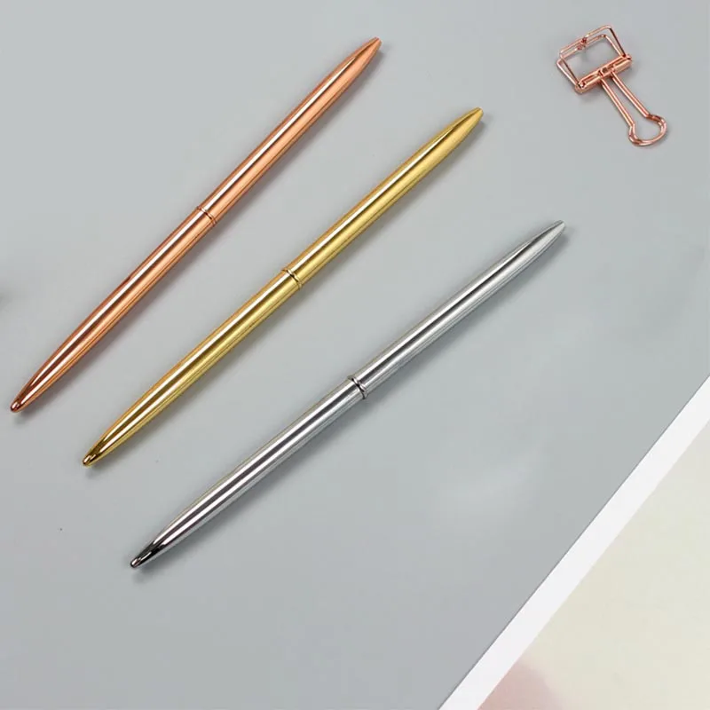 

1 pcs 0.7mm Metal Durable ballpoint pen Rotating portable pen Blue ink Gift School Writing supplies Stationery promotion pen