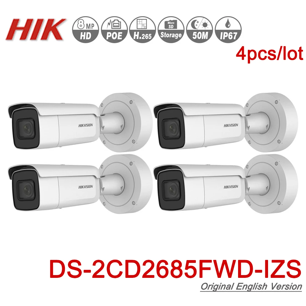 Hikvision оригинальный DS 2CD2685FWD IZS пуля Камера 8MP видеокамера POE CCTV 50 м IR диапазонами IP67