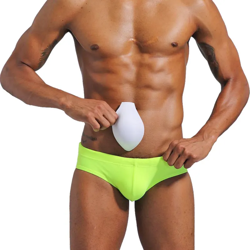 Мужские сексуальные плавки пуш-ап с подкладкой, летняя одежда для плавания, костюм для серфинга, пляжная одежда, Шорты для плавания, пляжная одежда, купальный костюм - Цвет: Fruit green