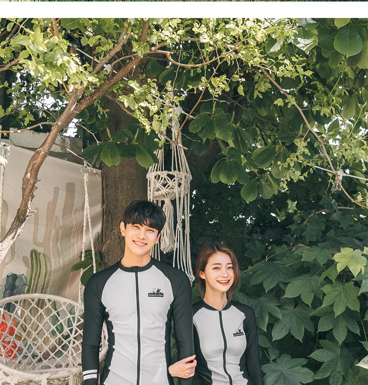 Полосатая блузка женские купальные костюмы одежда заплыва Rash Guard для женская одежда Корейский молния разделение с длинным рукавом Брюки