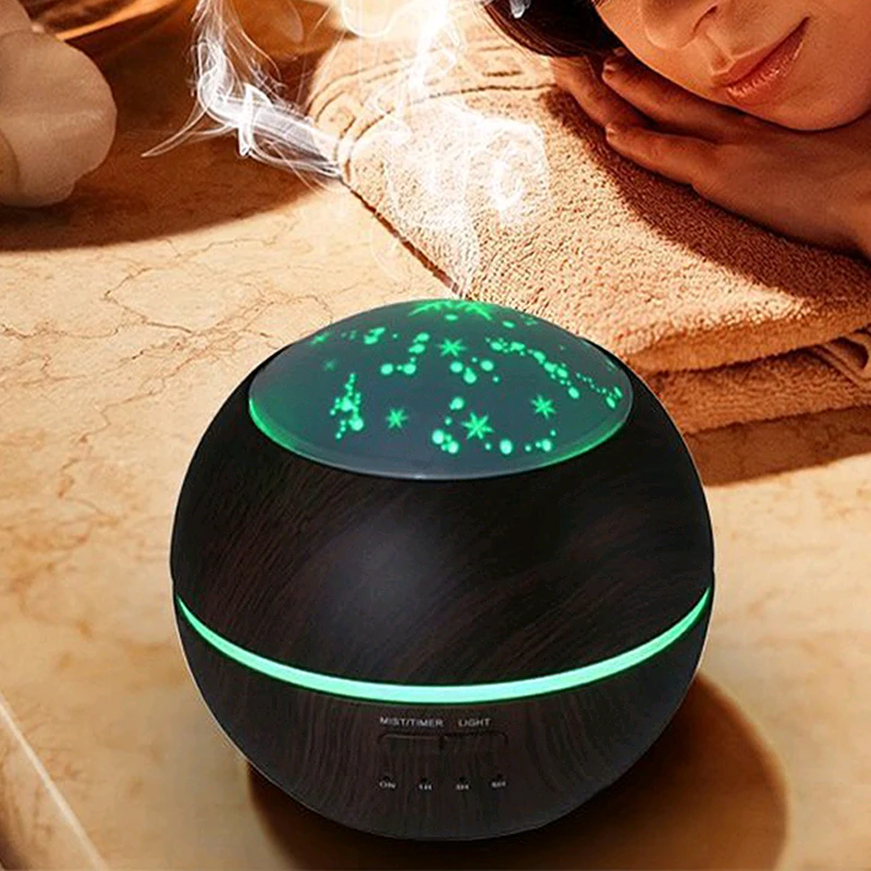 

150ml Aromatherapy Essential Oil Diffuser, Ultrasonic Humidifier with Wood Grain, Cool Mist and Colorful Projection Home Office