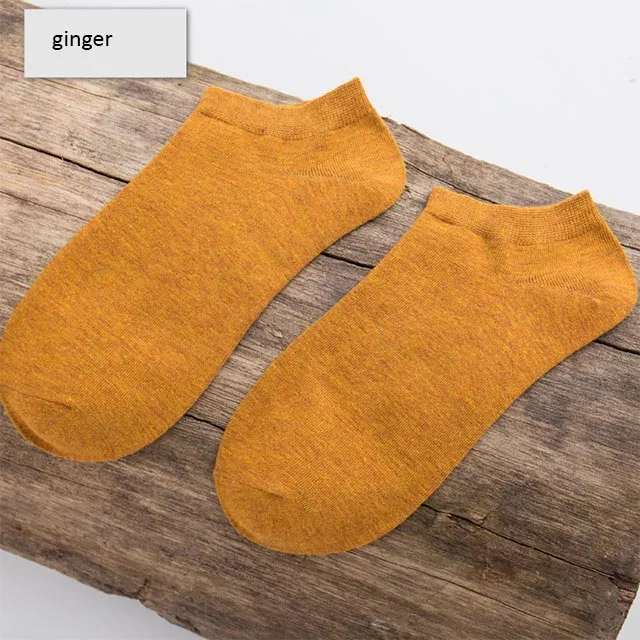 Летние высококачественные крутые мужские носки из бамбукового волокна, тонкие короткие носки, Харадзюку, однотонные мужские и женские носки, 10 пар/партия, размер США 7-9 - Цвет: 10 pairs ginger