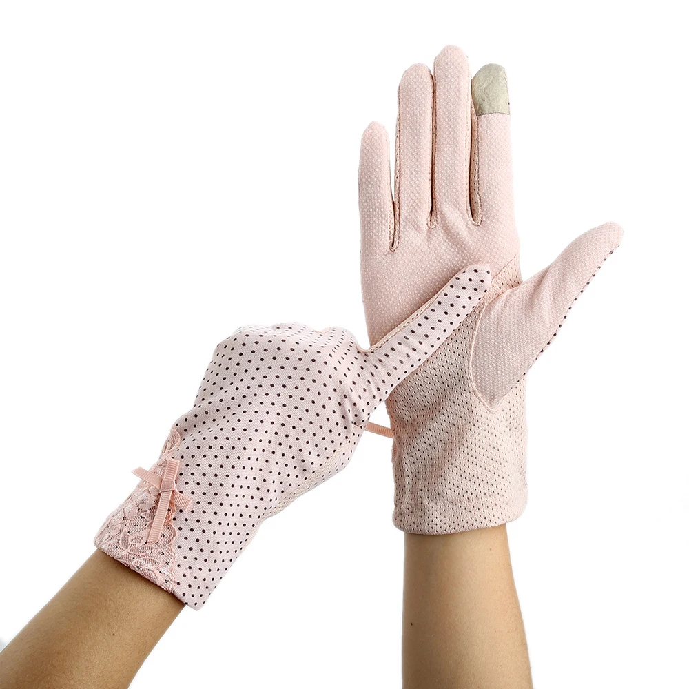 

Women's Sun Protection Gloves High Elastic Bow Decor Anti-skid Accessories