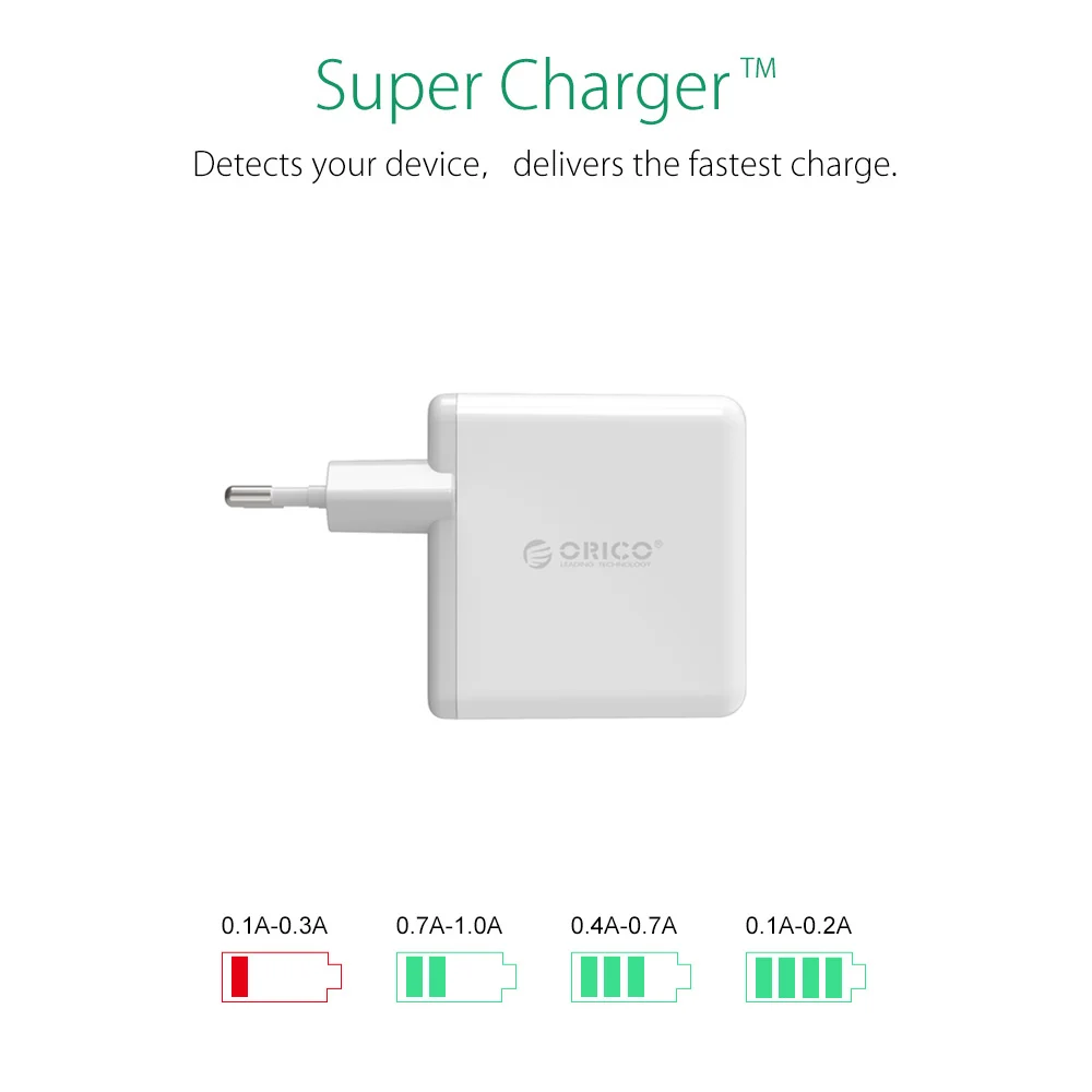 ORICO DCM-4U 4 ميناء USB الهاتف شاحن 5 V 6.8A Smatr Fsat جدار محول الشحن لسامسونج Xiaomi هواوي اللوحي