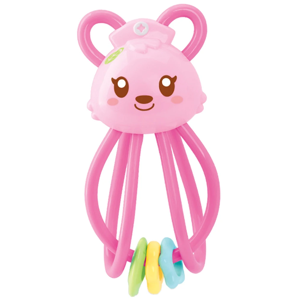 Baby Teether Ring & Rattle Teething Toys - TPU Food Grade Material - Easy To Hold Soft Bendable - Rabbit