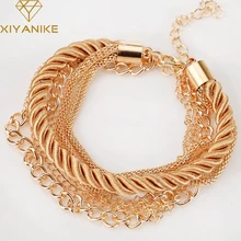 Модный роскошный многослойный Плетеный браслет, браслет из сплава, модные ювелирные изделия, браслеты для женщин, браслет XY-B163