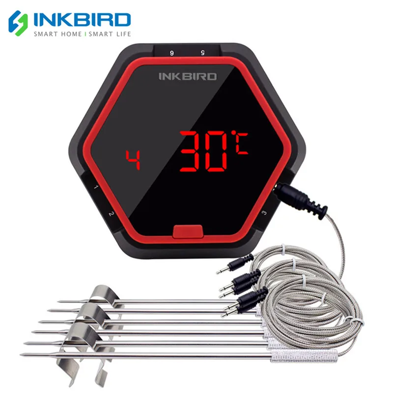 

Inkbird IBT-6X Digital Food Cooking Bluetooth Wireless Meat BBQ Thermometer With Six Probes(Food Probes and Oven Probe) Free APP