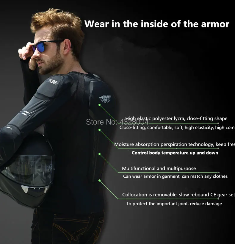 SCOYCO AM03 Men's Auto Racing Motocross Prptective Jacket Off Road Motorcycle Armor Gear Protector Sportswear- Black