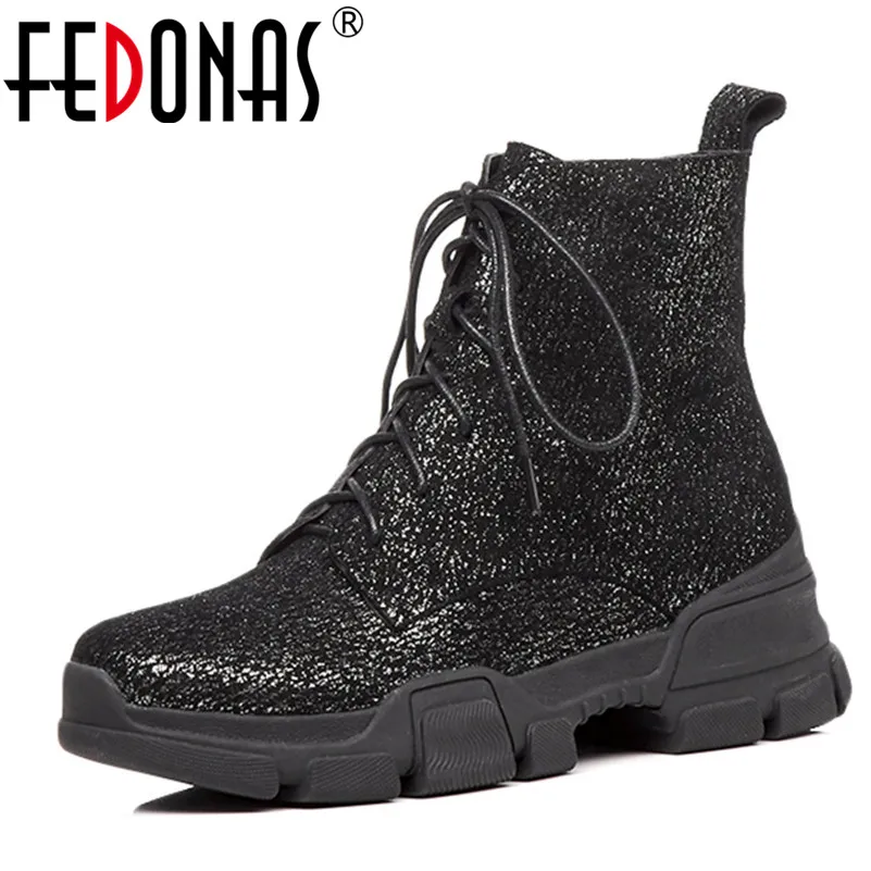 

FEDONAS Womens Fashion High Heel Lace Up Ankle Motorcycle Boots Ladies Buckle Platform Shoes Woman Autumn Winter Ladies Boots