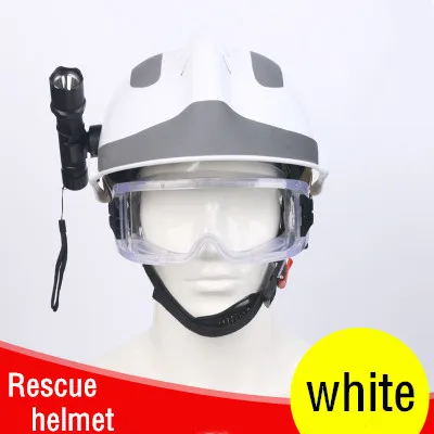 Безопасный спасательный шлем пожарный защитные очки защитные шлемы на рабочем месте пожарная ЗАЩИТА Жесткий Шлем с налобным фонарем очки - Цвет: Синий