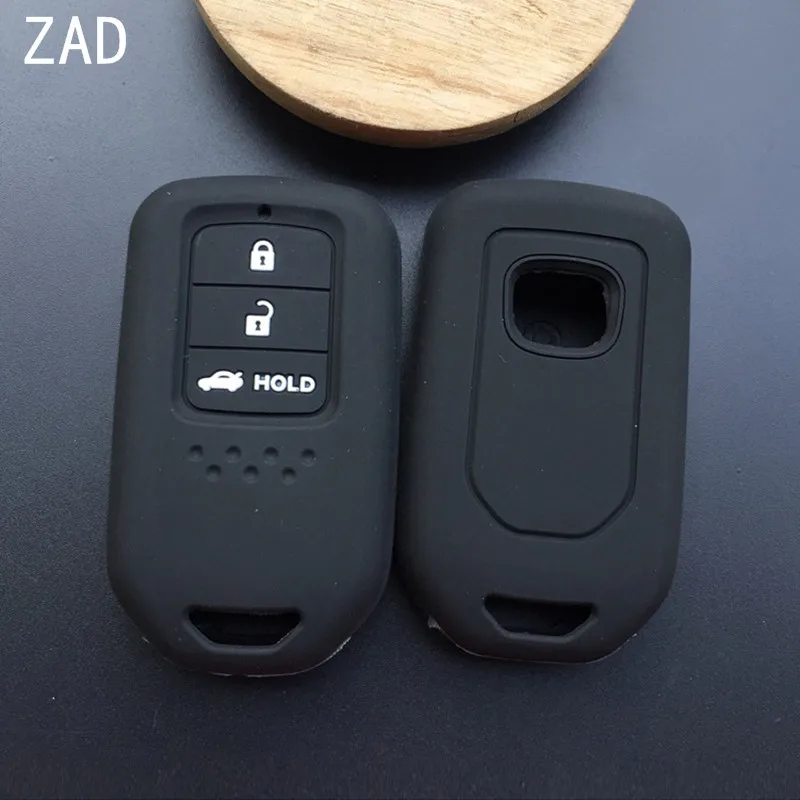 ZAD силиконовый для ключа автомобиля чехол для Honda CITY для Accord Vezel Civic Pilot CRV HRV Jazz URV AVANCIER брелок - Название цвета: Черный