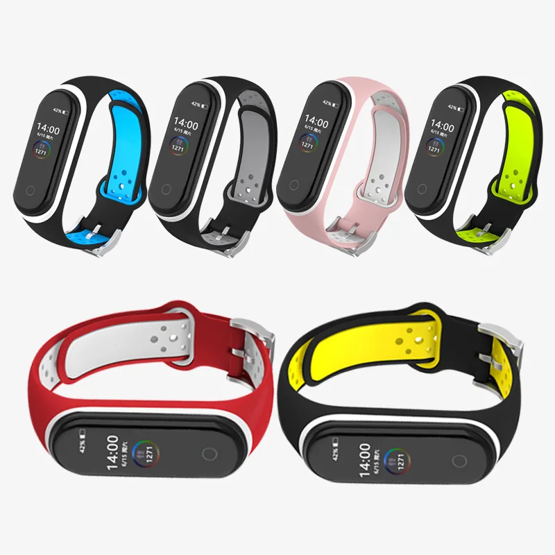 Ремешок сменный силиконовый для Xiaomi Mi Band 4 водонепроницаемый двухцветный браслет