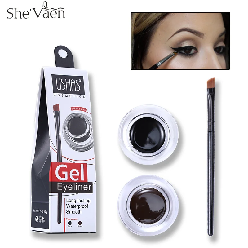 

Long Wear Gel Eyeliner Black Ink Pigment Smooth Eyeliner Gel with Brush Winged Eyeliner Make up