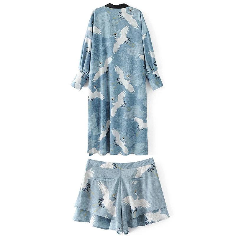 2017 New Fashion 2 Piece Clothing Set Women Blue Shirt Top And Shorts